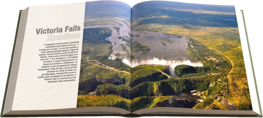 Página do livro Cem Destinos sobre Victoria Falls